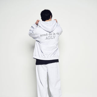 BORDER LINE BASIC LOGO HOODIE ZIP UP MELANGE