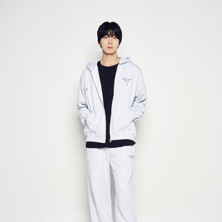 BORDER LINE BASIC LOGO HOODIE ZIP UP MELANGE