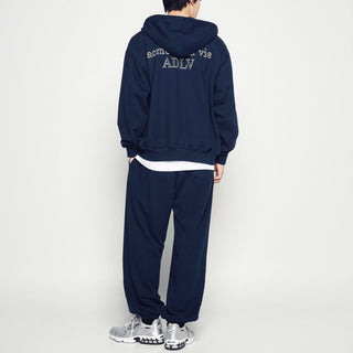 BORDER LINE BASIC LOGO HOODIE ZIP UP DARK NAVY