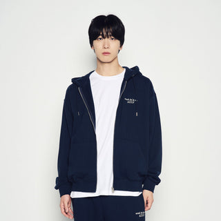 BORDER LINE BASIC LOGO HOODIE ZIP UP DARK NAVY