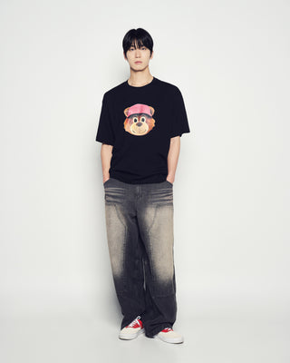 3D AC BEAR FACE SHORT SLEEVE T-SHIRT BLACK
