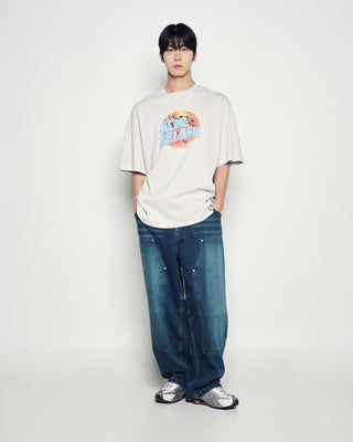 BASKET BALL PIGMENT SHORT SLEEVE T-SHIRT LIGHT GRAY