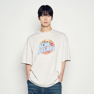 BASKET BALL PIGMENT SHORT SLEEVE T-SHIRT LIGHT GRAY