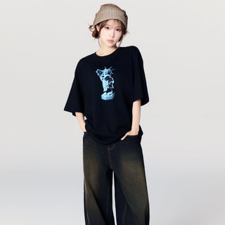 AC BEAR STATUE OF LIBERTY SHORT SLEEVE T-SHIRT BLACK