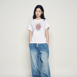 WOMAN AC BEAR HEART SHORT SLEEVE T-SHIRT WHITE
