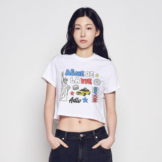 WOMAN NY IMAGE CROP SHORT SLEEVE T-SHIRT WHITE