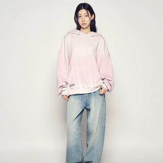 DISTRESSED HOODIE LIGHT PINK