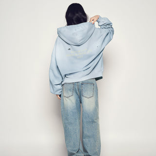 DISTRESSED HOODIE SKY BLUE