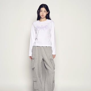 WOMAN PRINCESS FONT LONG SLEEVE T-SHIRT WHITE