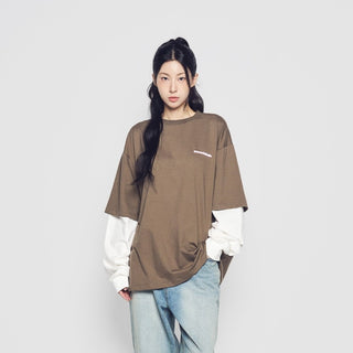 DOUBLE LAYER ADLV LONG SLEEVE T-SHIRT COCOA