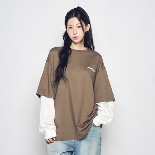 DOUBLE LAYER ADLV LONG SLEEVE T-SHIRT COCOA