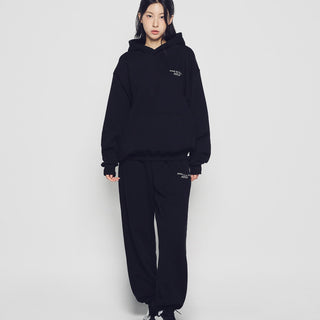 BASIC LOGO NAPPING HOODIE BLACK