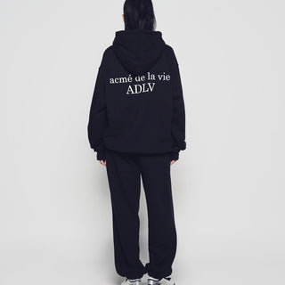 BASIC LOGO NAPPING HOODIE BLACK