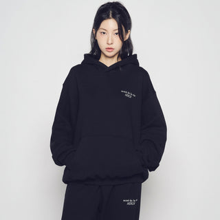 BASIC LOGO NAPPING HOODIE BLACK