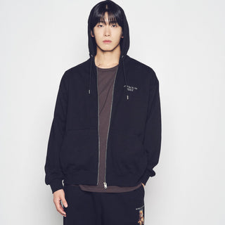 AC BEAR BASIC LOGO HOODIE ZIP UP BLACK