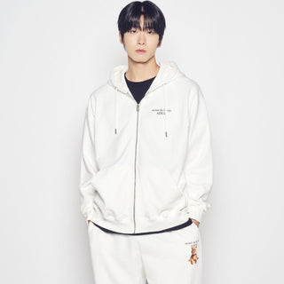 AC BEAR BASIC LOGO HOODIE ZIP UP CREAM