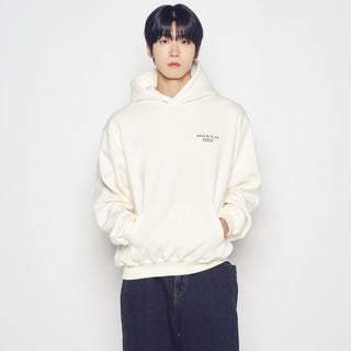 BASIC LOGO NAPPING HOODIE CREAM