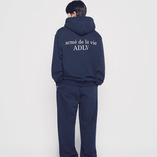 BASIC LOGO NAPPING HOODIE DARK NAVY