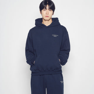 BASIC LOGO NAPPING HOODIE ZIP UP DARK NAVY