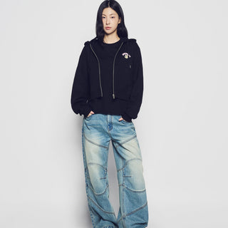 WALKING AC BEAR NAPPING HOODIE ZIP UP BLACK