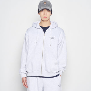 BASIC LOGO NAPPING HOODIE ZIP UP MELANGE