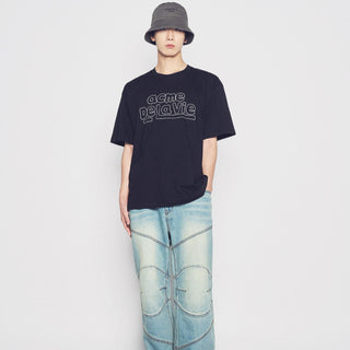 SIMPLE BORDER LINE SHORT SLEEVE T-SHIRT BLACK