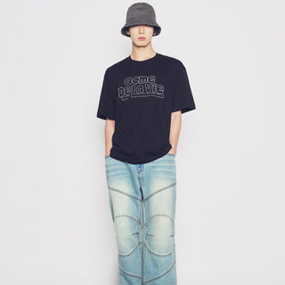 SIMPLE BORDER LINE SHORT SLEEVE T-SHIRT BLACK