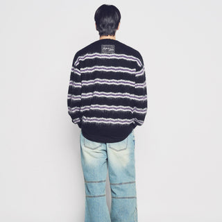 WAVE STRIPE MOHAIR KNIT BLACK