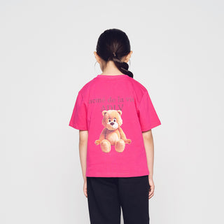 KIDS AC BEAR BASIC LOGO SHORT SLEEVE T-SHIRT HOT PINK