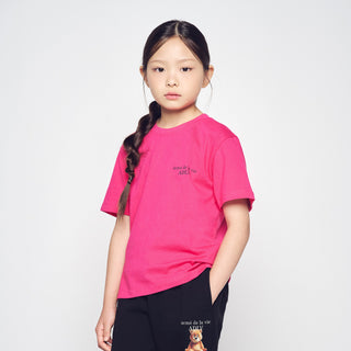 KIDS AC BEAR BASIC LOGO SHORT SLEEVE T-SHIRT HOT PINK