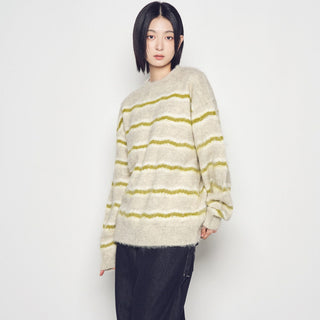 WAVE STRIPE MOHAIR KNIT IVORY