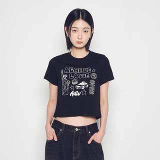 WOMAN NY IMAGE CROP SHORT SLEEVE T-SHIRT BLACK