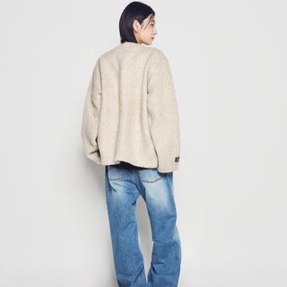 V NECK SOLID CARDIGAN BEIGE