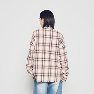DISTRESSED CHECK COTTON SHIRT BEIGE