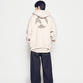 A SYMBOL CIRCLE NAPPING HOODIE ZIP UP ESSENTIAL BEIGE