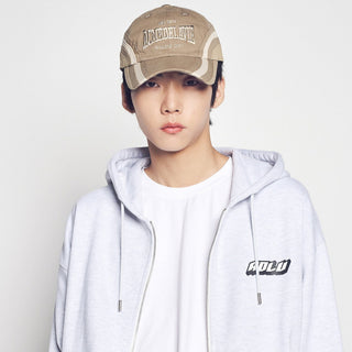 THREE TONE ASYMMETRY COTTON BALL CAP BROWN