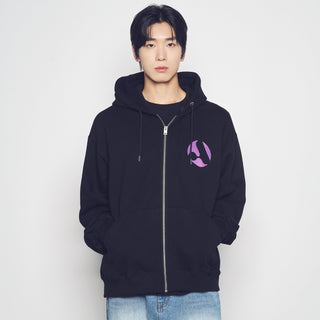 A SYMBOL CIRCLE NAPPING HOODIE ZIP UP BLACK