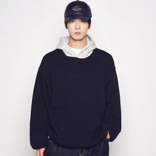 WOVEN QUILTING WIDE HOODIE BLACK