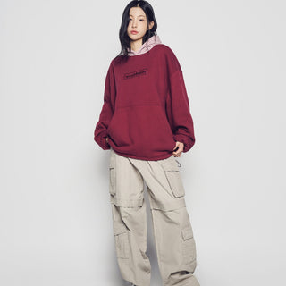 WOVEN QUILTING WIDE HOODIE WINE