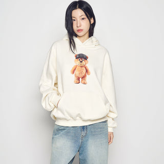 3D STAND AC BEAR NAPPING HOODIE CREAM