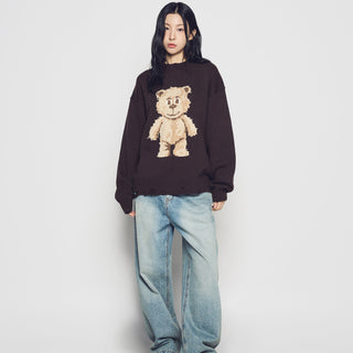 DISTRESSED BEAR WOOL KNIT BROWN