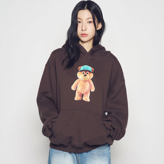 3D STAND AC BEAR NAPPING HOODIE DARK BROWN