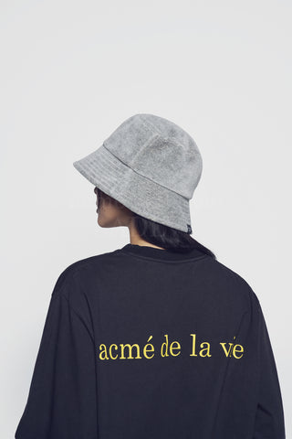 BASIC LOGO VELOUR BUCKET HAT MELANGE