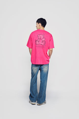 HAND SKETCH BEAR SHORT SLEEVE T-SHIRT PINK