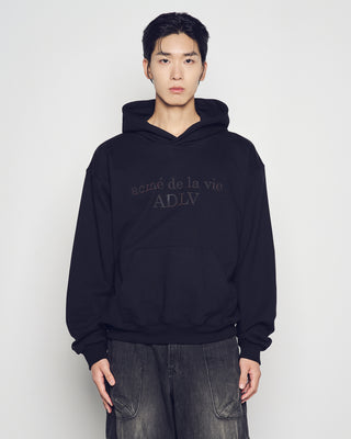 TWO TONE THICK PRINT HOODIE BLACK