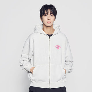 CLOVER BELLY PIGMENT HOODIE ZIP UP LIGHT GREY