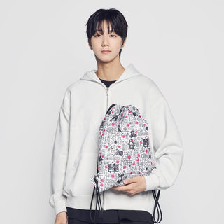 RABBIT BELLY ALLOVER GYM SACK WHITE