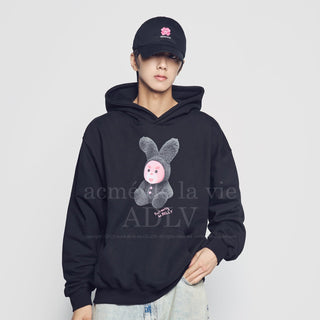 RABBIT BELLY HOODIE BLACK