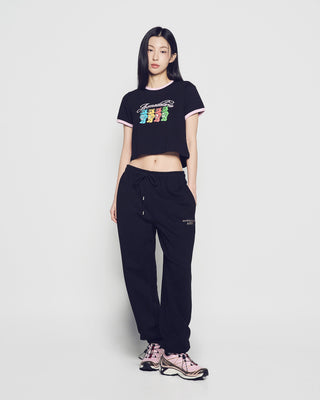 WOMAN AC BEAR CROP RINGER T-SHIRT BLACK