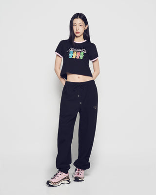 WOMAN AC BEAR CROP RINGER T-SHIRT BLACK